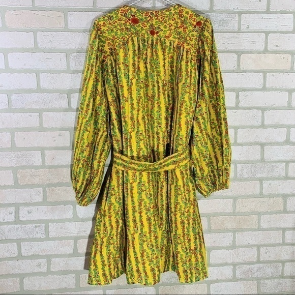 Roller Rabbit NWT Rhody Floral Striped Belted Dress in Yellow Size M - Picture 11 of 12